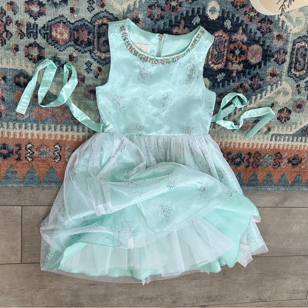 New Nordstrom American Princess Mint Green Sequin Dress Little Girl Size 6
